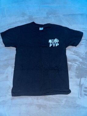FTP Black Tee with White Chest Graphic Destroying Communities 2023 release